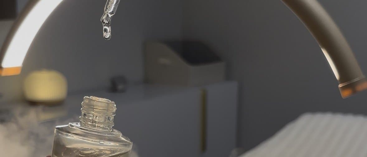 Steam and serum under the lamp in the treatment room