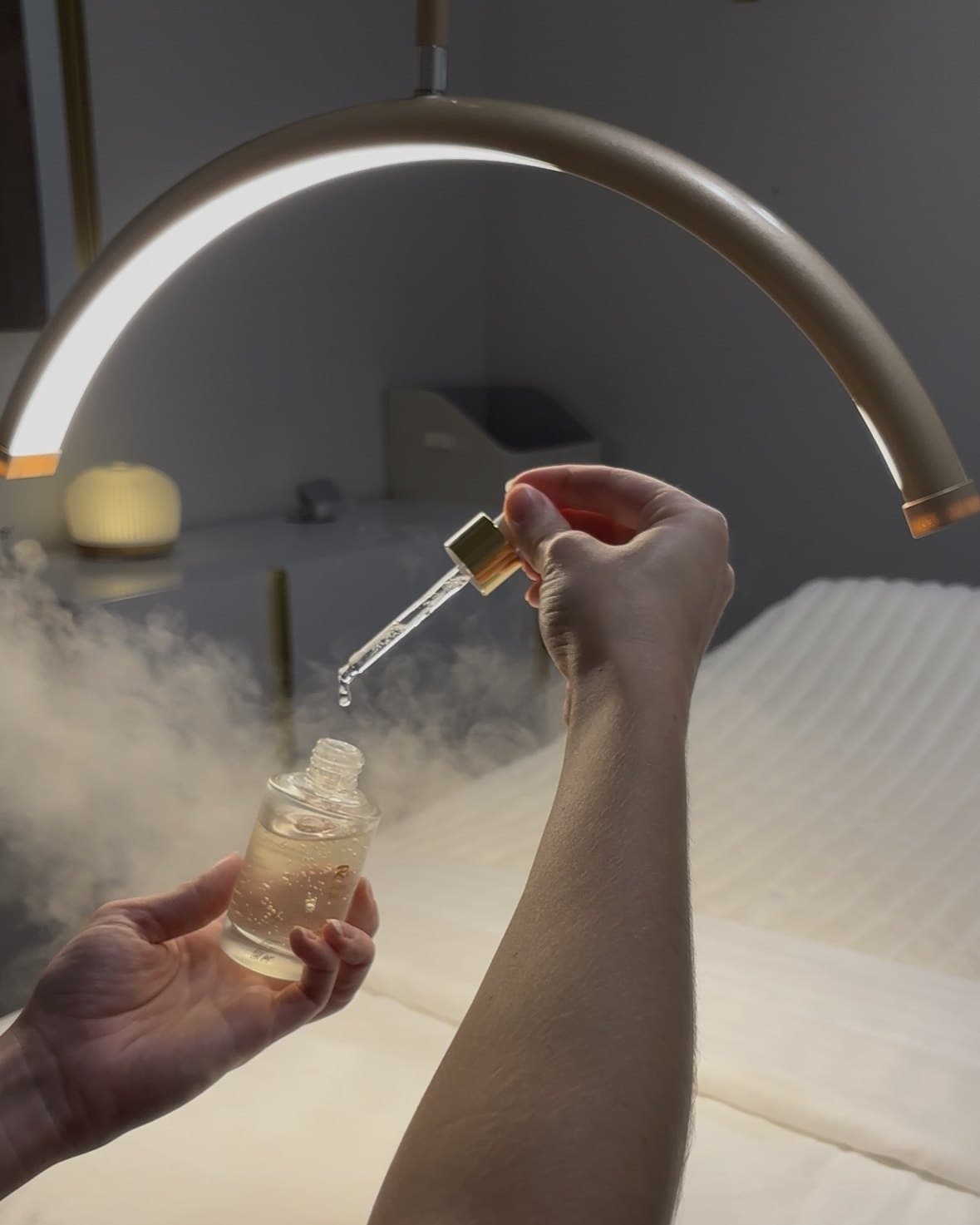Serum applied under steam during a facial